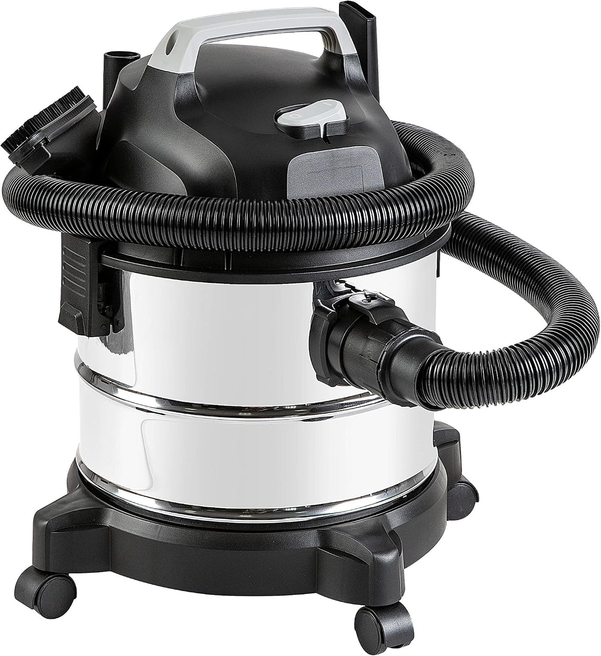 Amazon Basics Wet Dry Shop Vacuum Cleaner, 4 Gallon, 3 HP Stainless Steel, Grey/Black