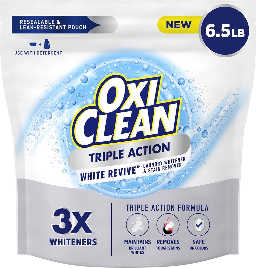 OxiClean Triple Action White Revive Laundry Whitener Powder, 4 lbs