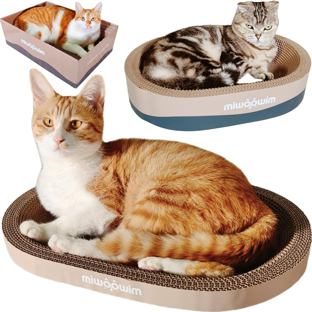 miwoowim 3-Piece Cat Scratcher Set, Oval Bowl Nest for Indoor Cats
