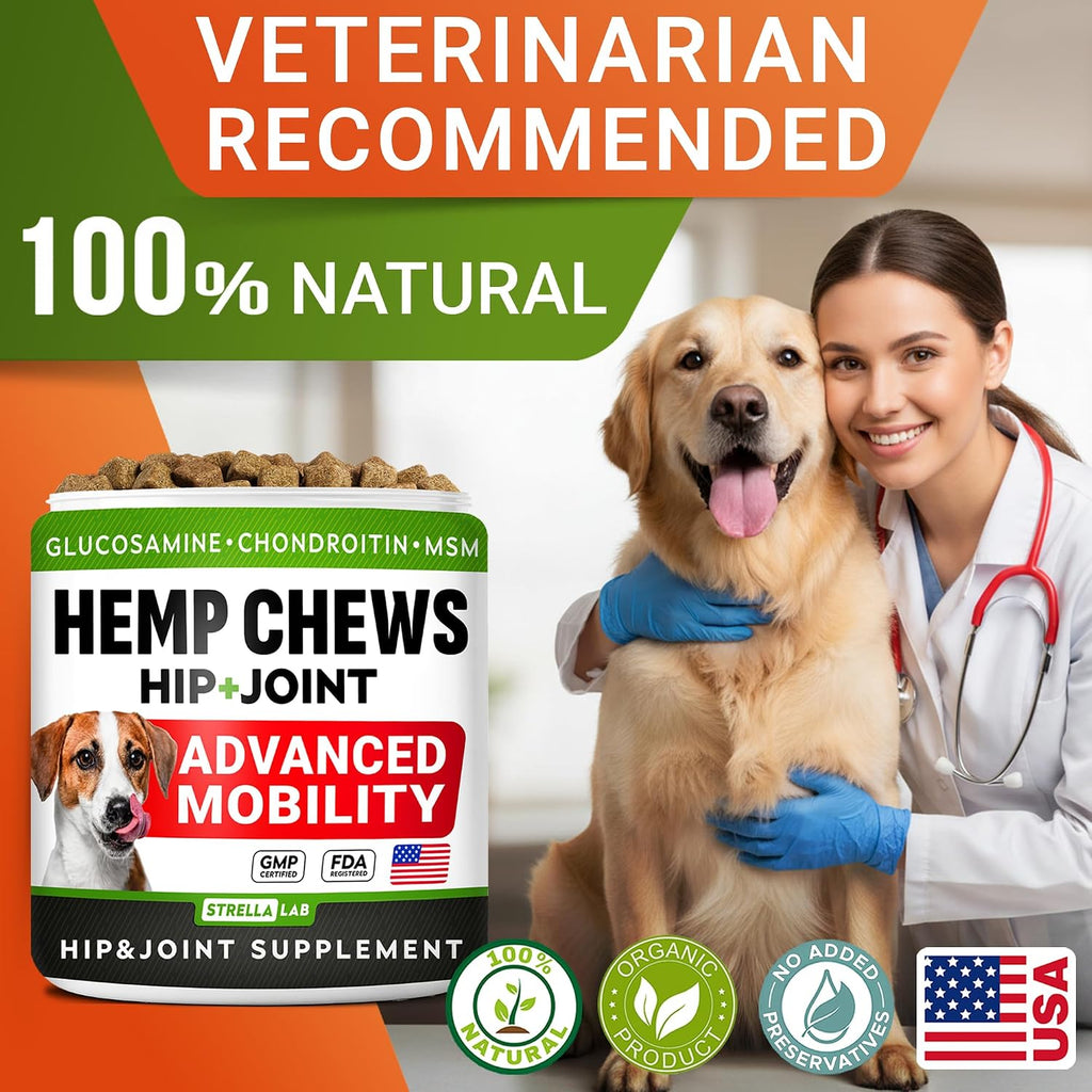 Advanced Joint Hemp Chews for Dogs Mobility - Hip & Joint Pain Relief Chews