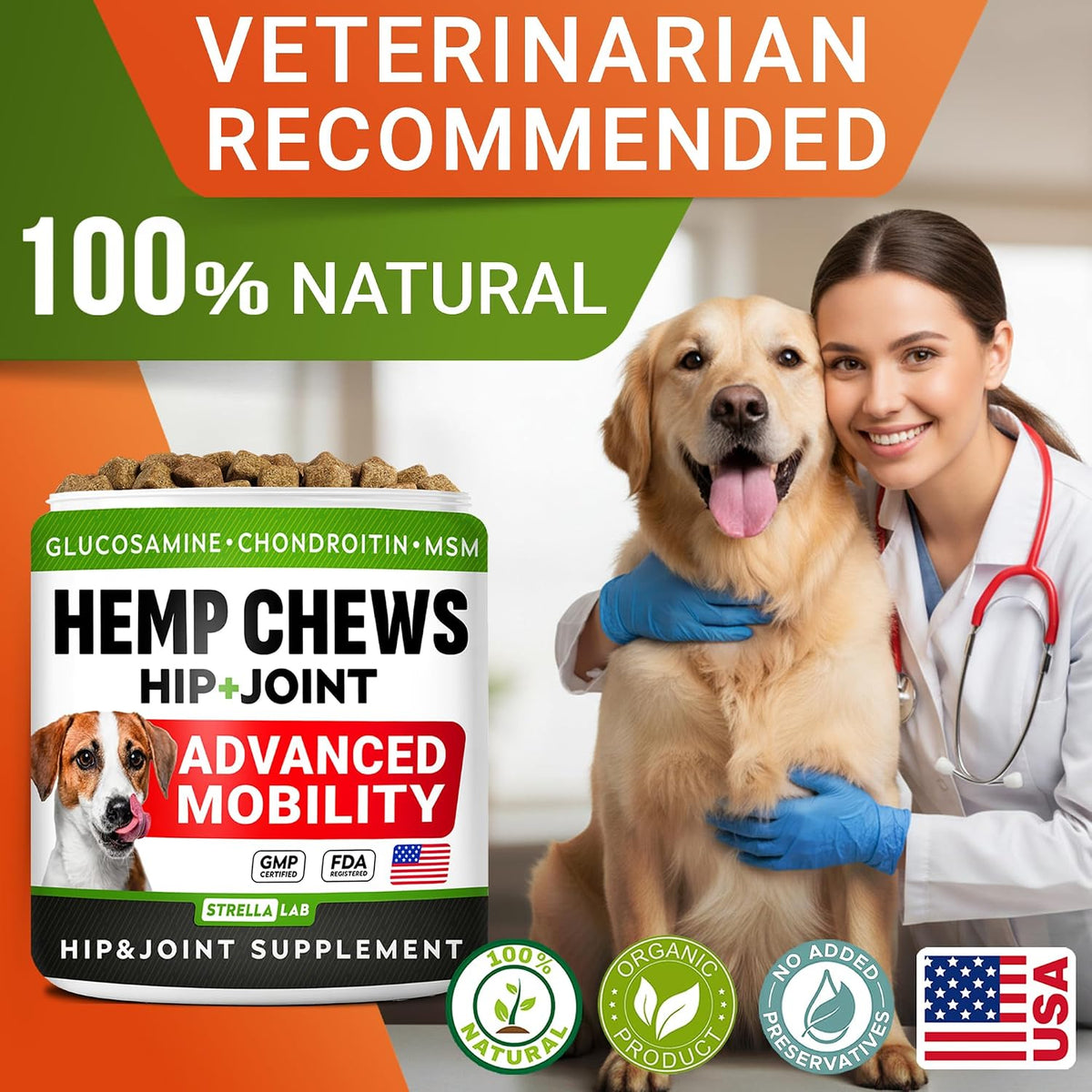 Advanced Joint Hemp Chews for Dogs Mobility - Hip & Joint Pain Relief Chews