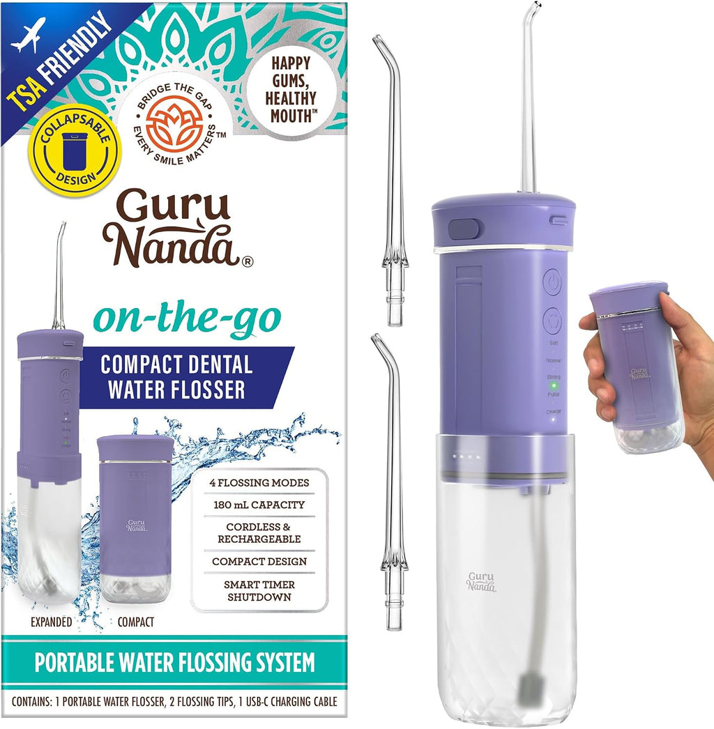 GuruNanda Portable Water Flosser Cordless, Sensitive Gums Friendly, 1ct