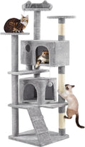 Yaheetech 54in Cat Tree Tower, 2 Caves, Kitten-Ear Perch & Scratching Posts