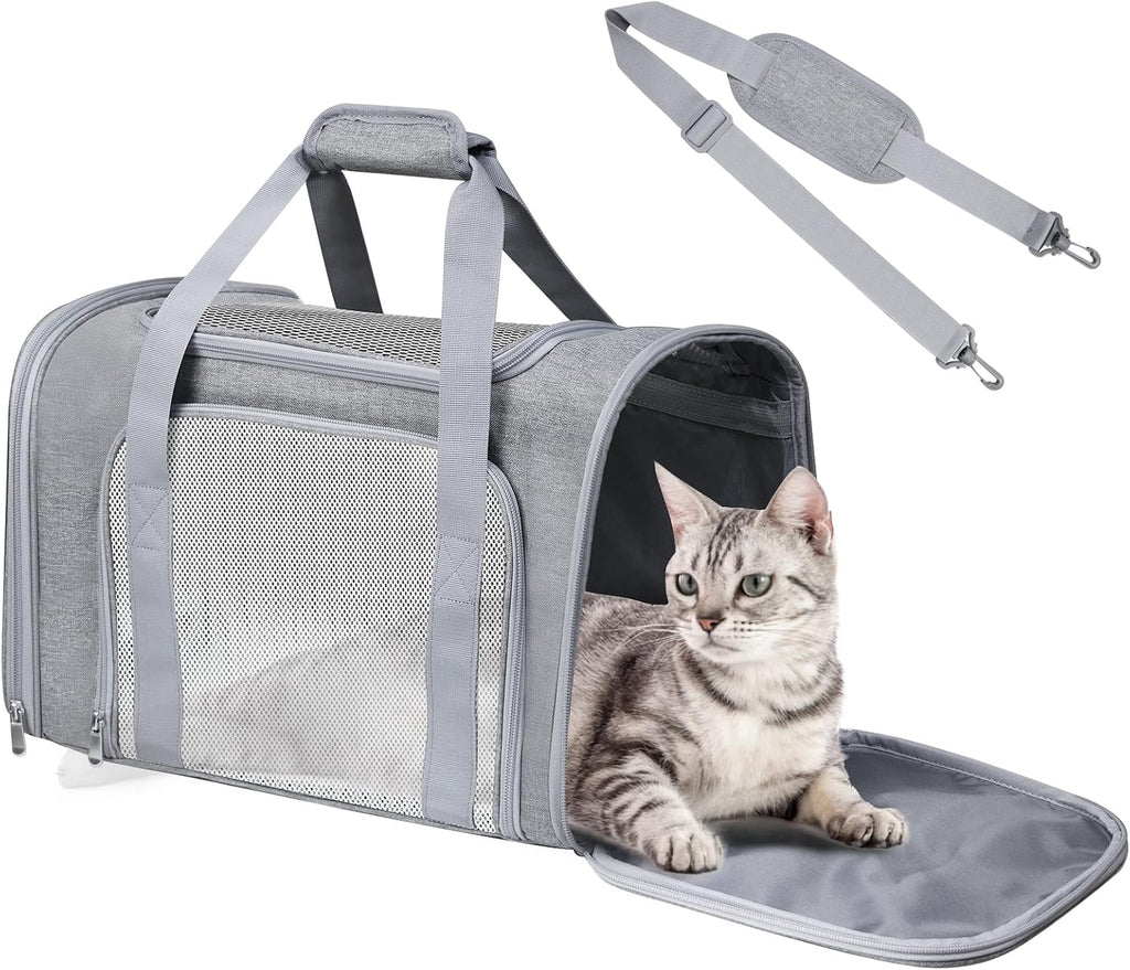 Cat Carrier Soft Up to 16 Lbs, Breathable Pet Travel Bag with Steel Frame