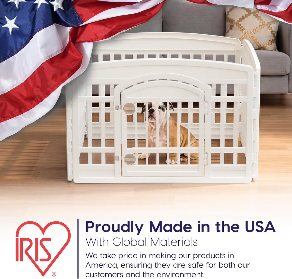 IRIS USA 4-Panel Dog Playpen, Pet Enclosure, White