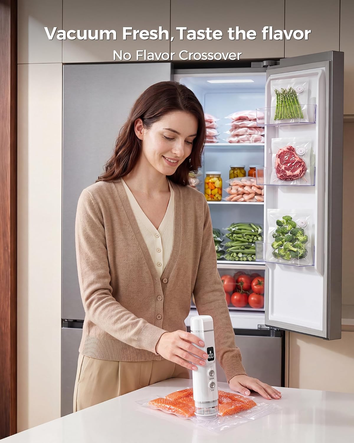Vacuum Sealer for Food: 30 Reusable Bags & 20ml Tank