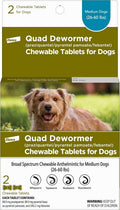 Elanco Chewable Quad Dewormer for Small Dogs, 2-25 lbs, 4 Chewable Tablets, White