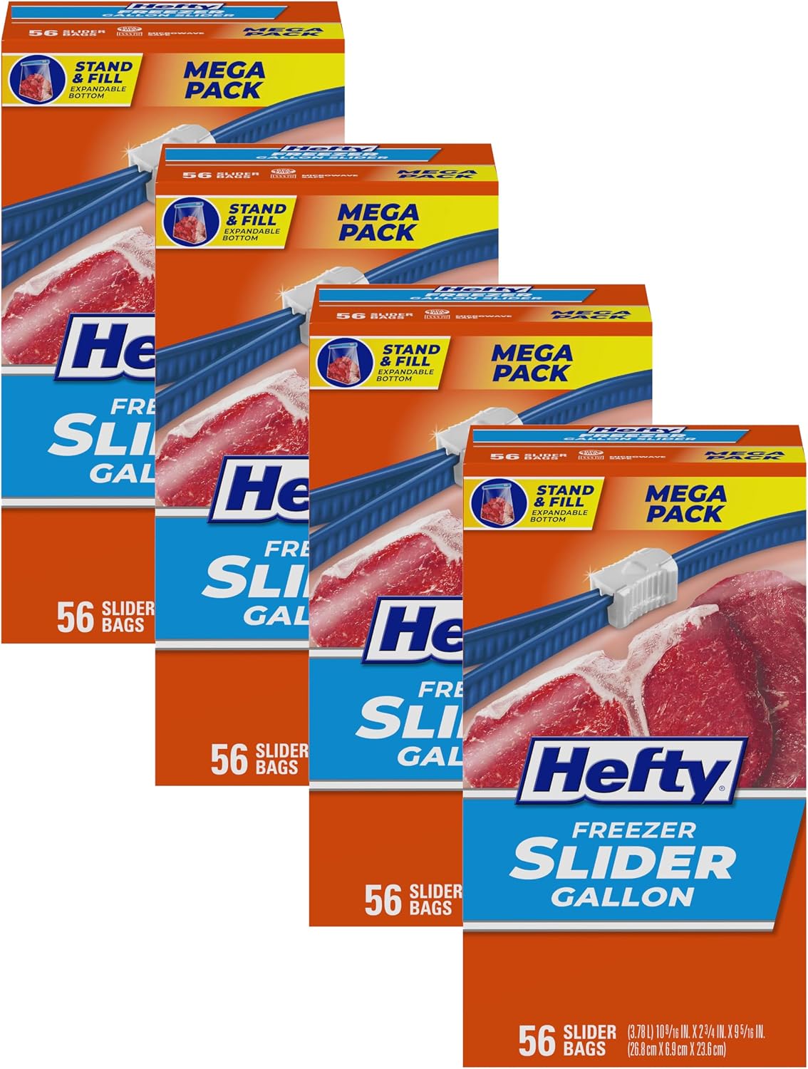 Hefty Slider Freezer Bags, Gallon Size, 56ct