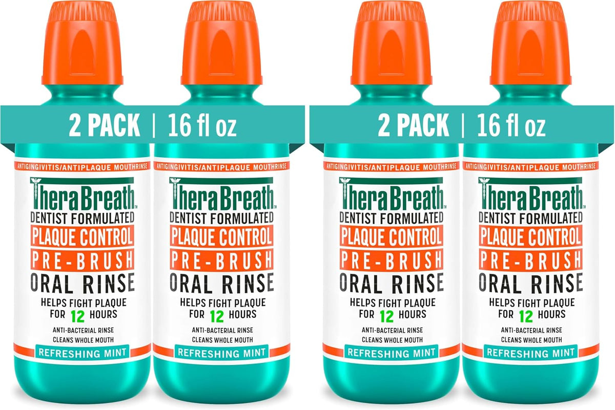 TheraBreath Plaque Control Oral Rinse, Refreshing Mint, 16 oz, 2-Pack