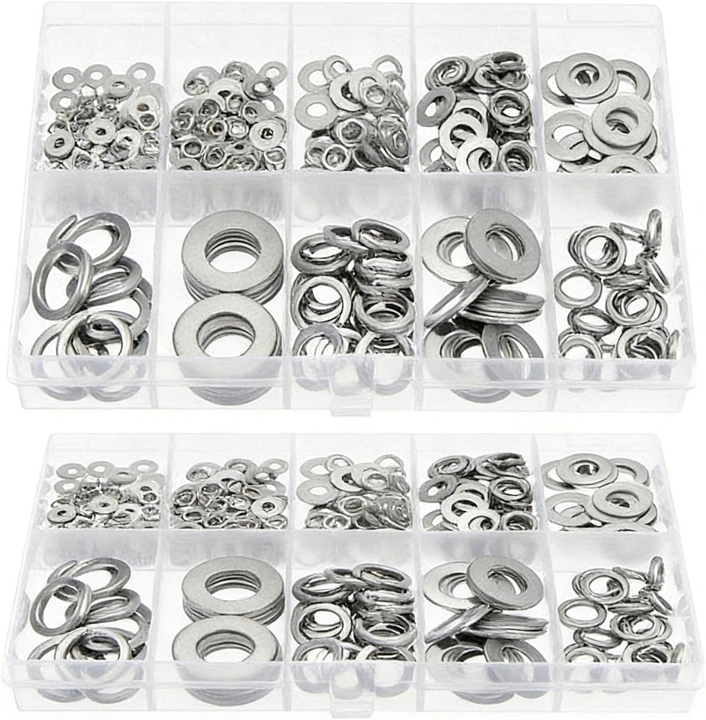 Flat Washers 105 Pcs Assortment, Multi-Size M3 to M10 Kit for Small Projects, Home Repair, Electronics, Furniture & Bicycle Maintenance Hardware Essentials