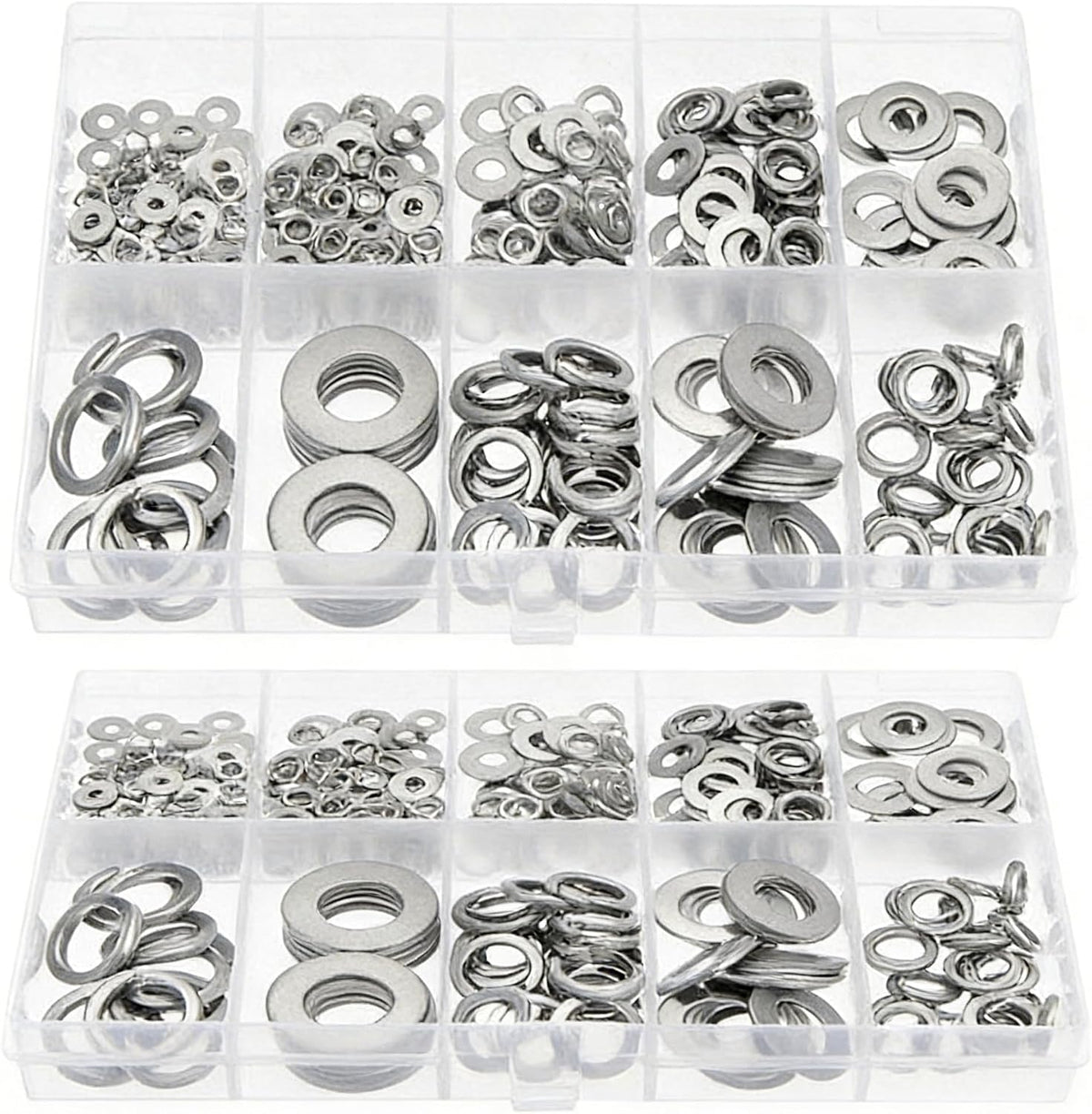 Flat Washers 105 Pcs Assortment, Multi-Size M3 to M10 Kit for Small Projects, Home Repair, Electronics, Furniture & Bicycle Maintenance Hardware Essentials