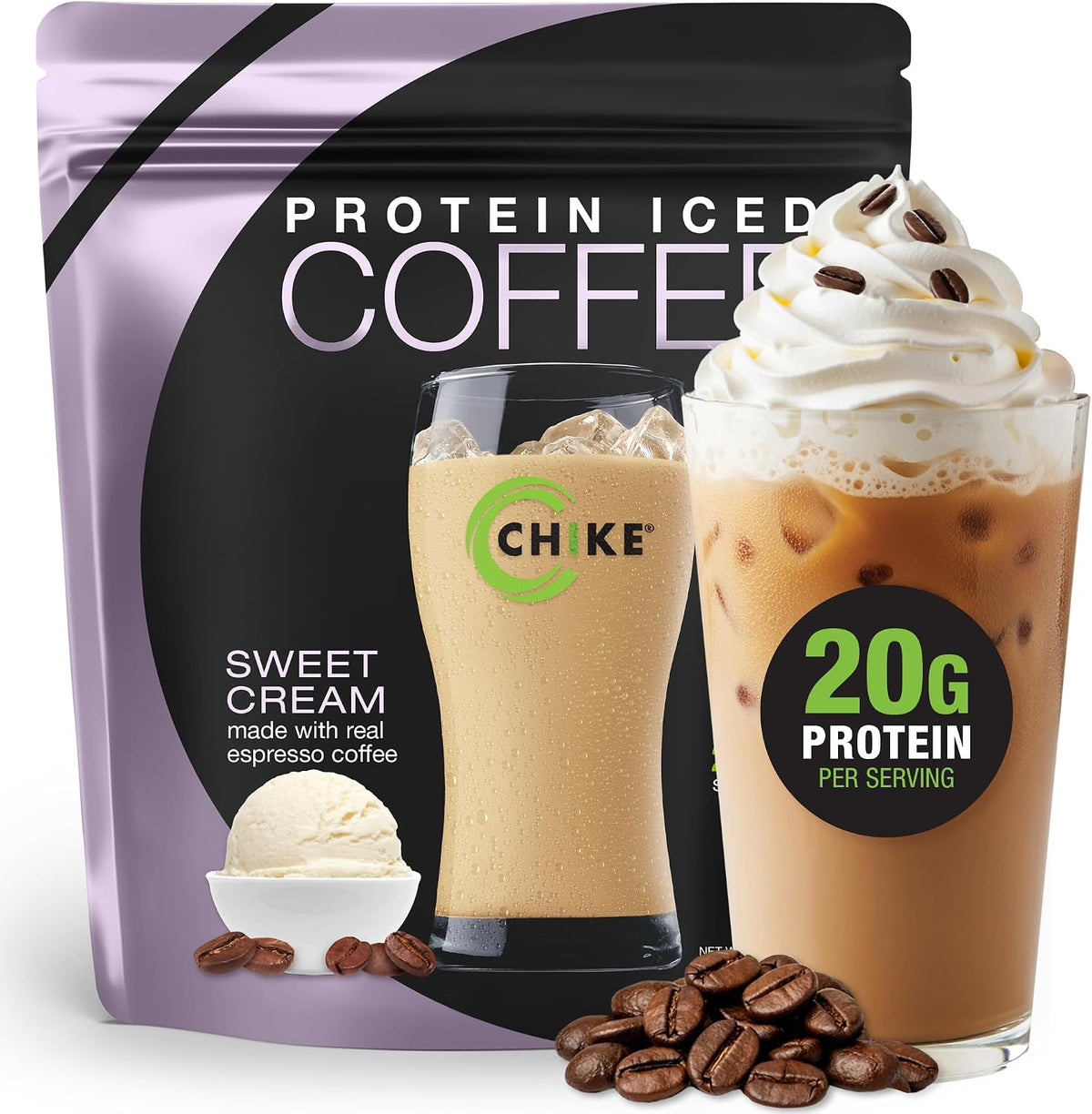 Chike Chocolate Peanut Butter High Protein Iced Coffee, Powder Whey