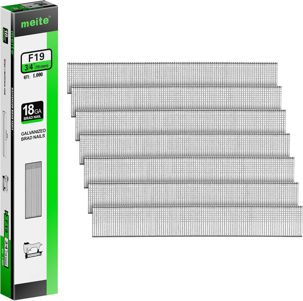 meite 18 Gauge Brad Nails, 6 Sizes (5/8",3/4",1",1-1/4",1-1/2",2") 6,000Pcs