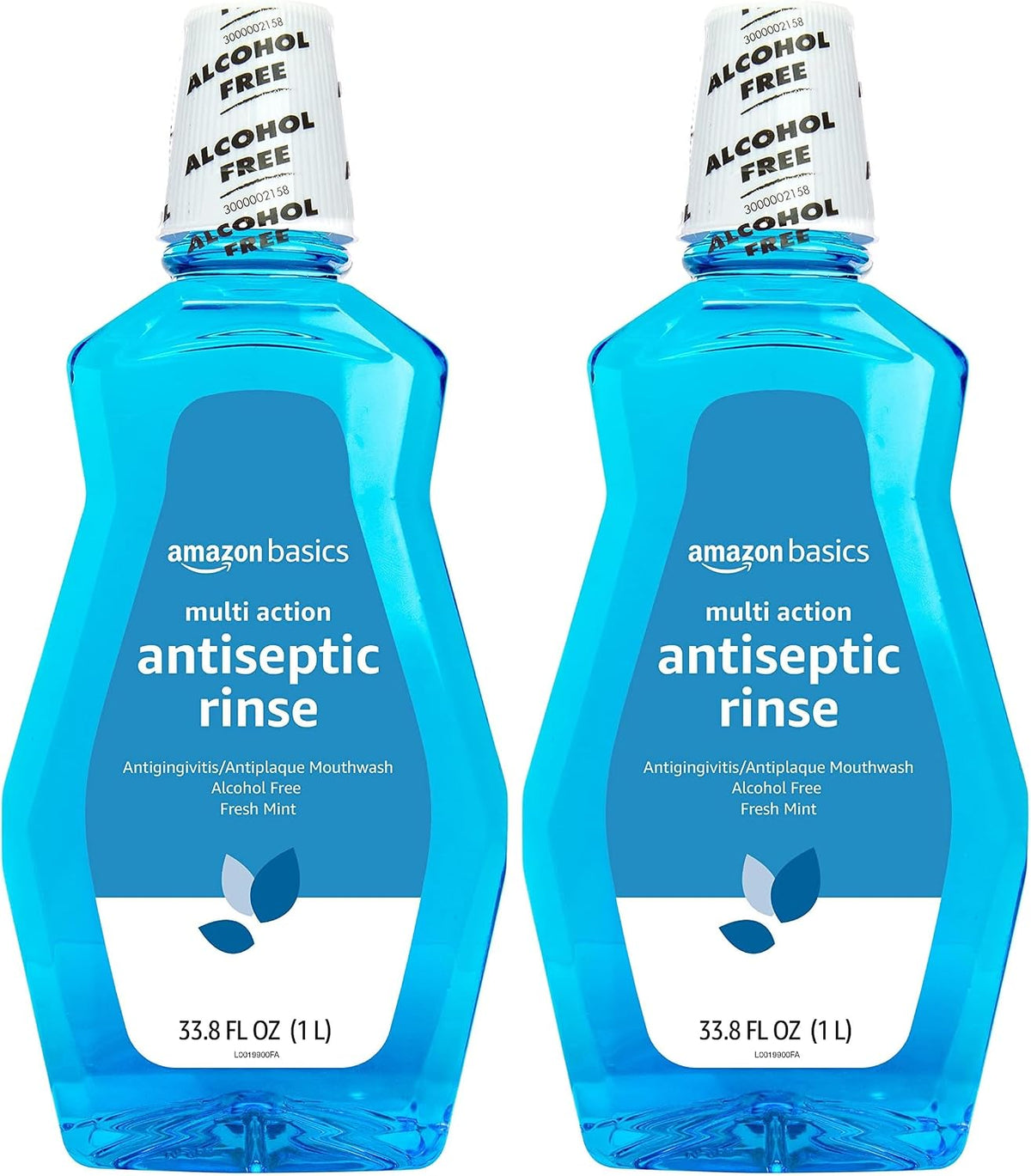 Amazon Basics Multi Action Antiseptic Oral Rinse, Alcohol-Free, Antiplaque, Antigingivitis, Fresh Mint Flavor, 1 Liter (33.8 Fluid Ounces), 1-Pack (Previously Solimo)