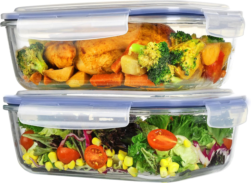 Vtopmart 2Pack 1860ml/63oz Large Glass Storage Containers With Lids, Grey