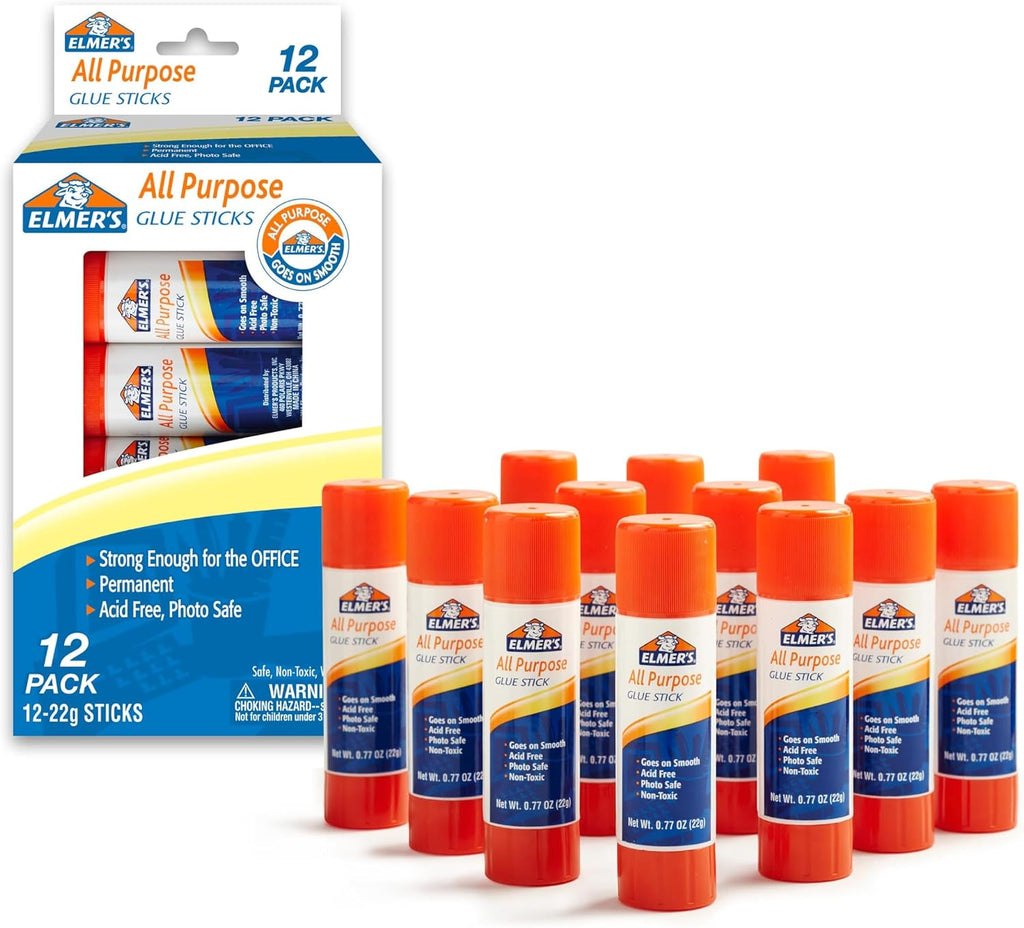 Elmer's All Purpose Glue Sticks, Washable & Non-Toxic, Dries Clear, 22 Grams, 3 Count - Classroom, Home, Office Supplies, Scrapbooking, Poster Board, Craft Projects, #1 Teacher Brand