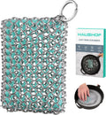 HAUSHOF Cast Iron Scrubber, Chainmail Scrubber Cast Iron Cleaner