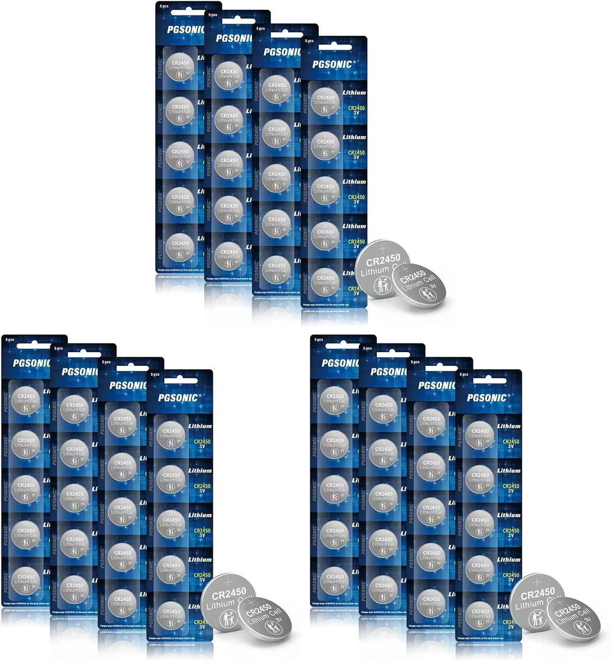 PGSONIC 20 Pack CR2450 3V Lithium Coin Battery