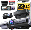 4K Dash Cam Front and Rear, Full HD 3 Channel Dashcam, Free 128GB Card
