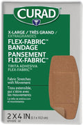 CURAD Flex-Fabric Adhesive Bandages, X‑Large 2 x 4 Inch, 50 Count,