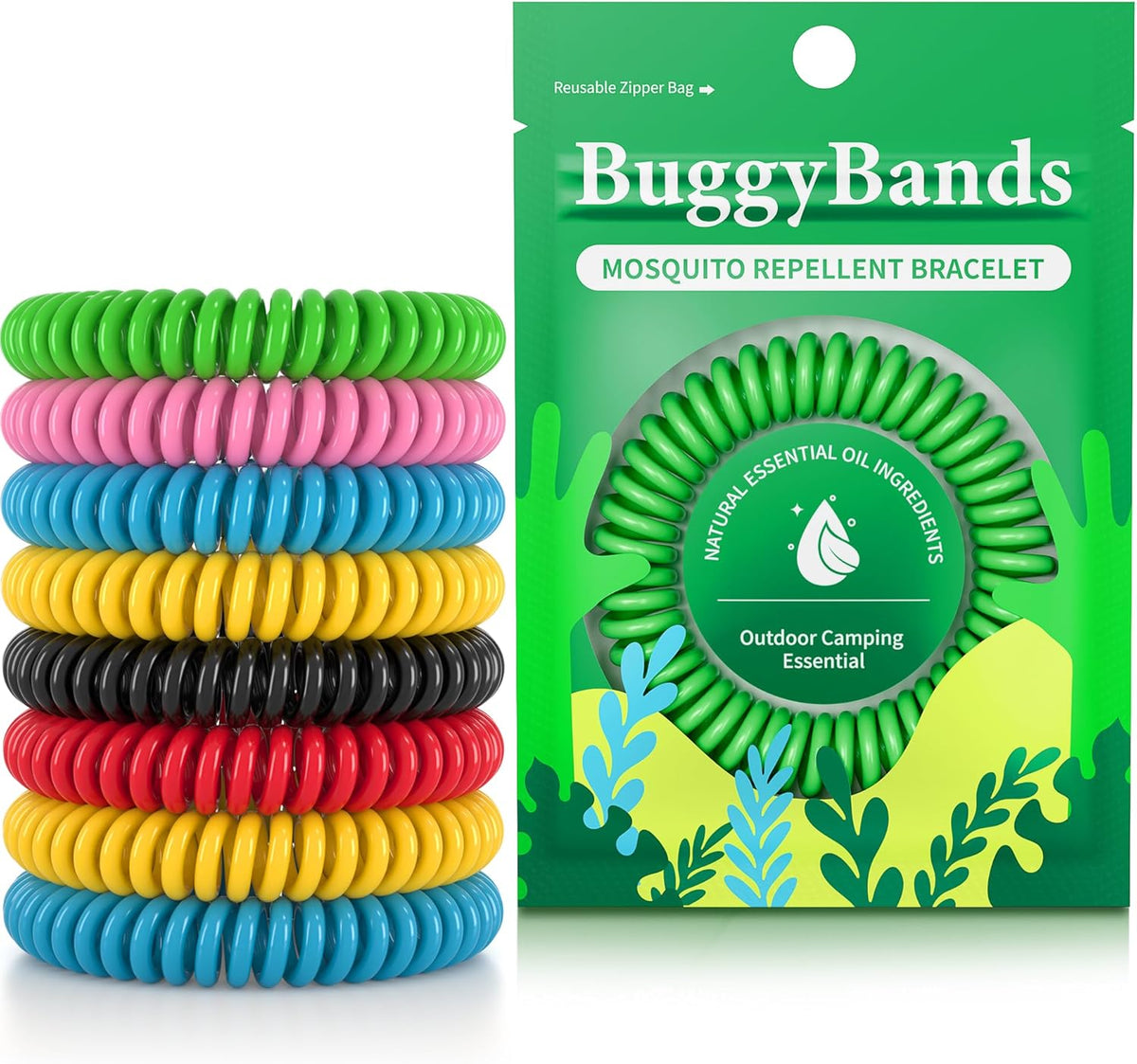 BuggyBands 12 Pack Mosquito Repellent Bracelets for Adults & Kids,DEET-Free