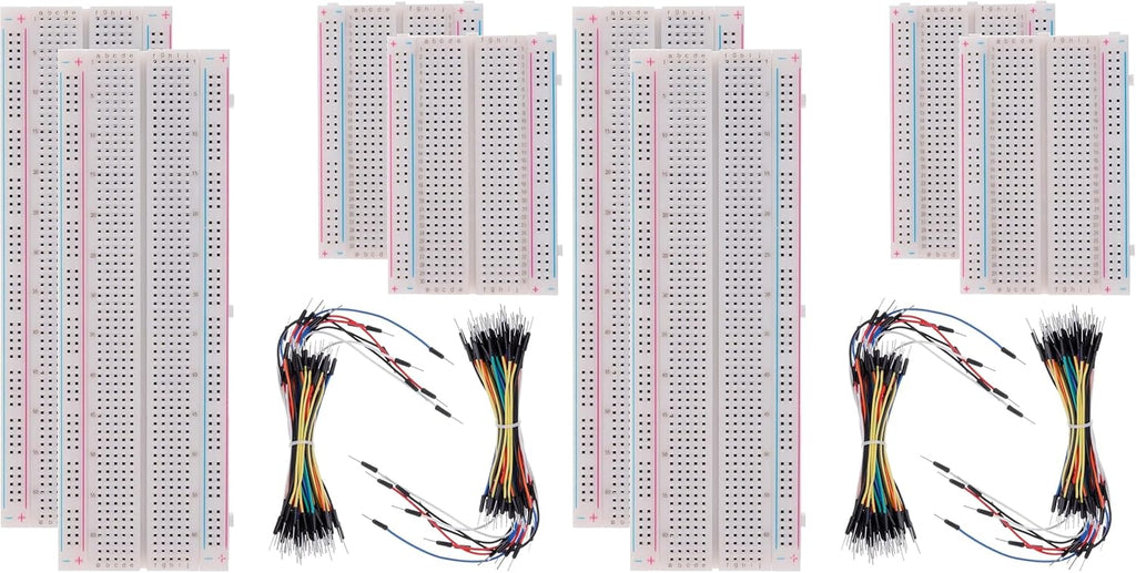 BOJACK 3 Values 130 Pcs Solderless Breadboard 4 Pcs 830 Tie Points & 400 Tie Points & 126 Pcs Flexible Breadboard Jumper Wires