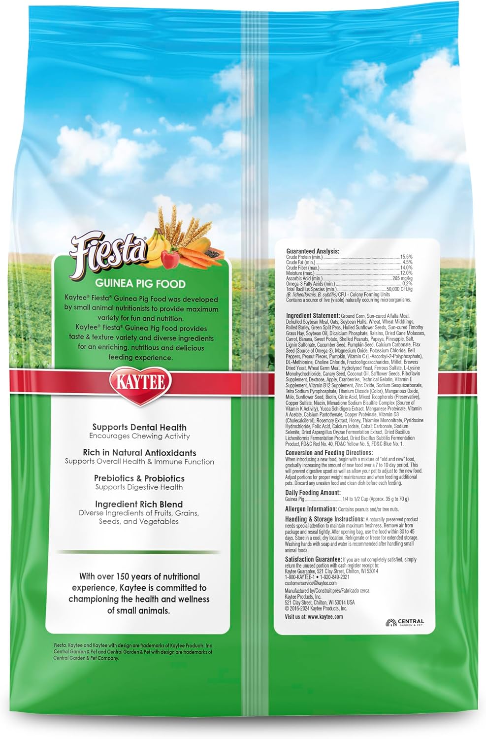 Kaytee Fiesta Guinea Pig Food, Nutritious Blend, 4.5 Pounds