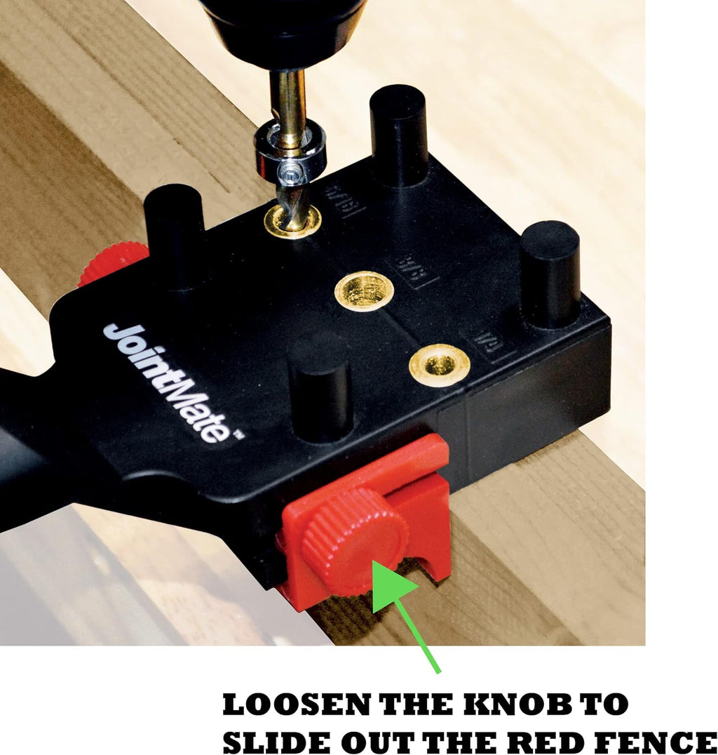 Milescraft 1333 DowelJig Kit - Self-Centering Handheld Dowel Jig with 3 Metal Bushing Sizes (1/4in, 5/16in, 3/8in) - Complete with all Accessories