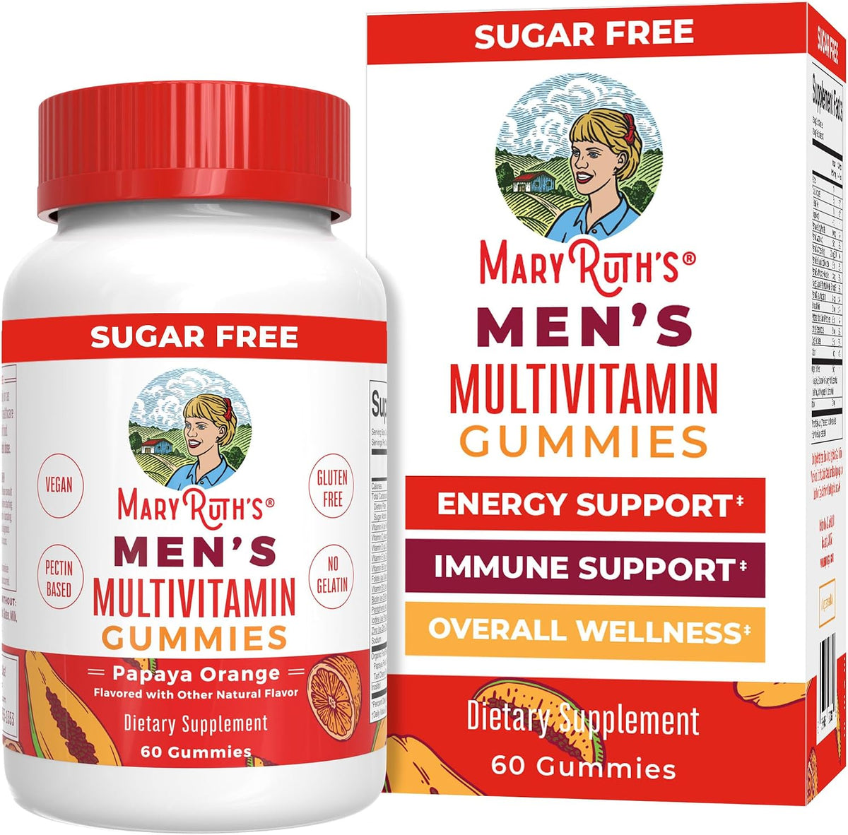 MARYRUTH'S Men's Multivitamin Gummies, Energy Metabolism, Vegan, 60 Count