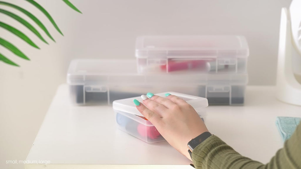 IRIS USA Clear Cases |Made in USA| Plastic Box Organizers (6-Pack)- Medium