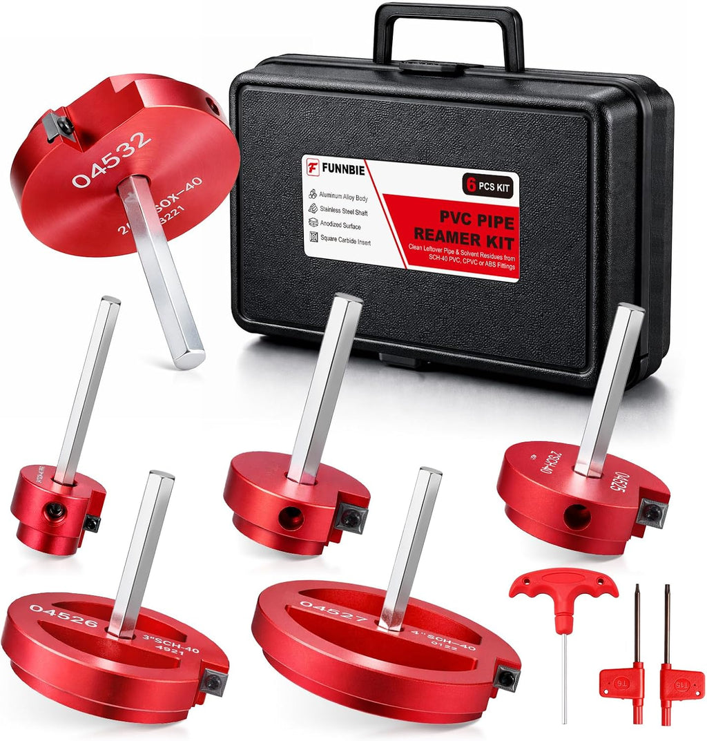 6Pcs PVC Pipe Reamer Kit, Durable Aluminum PVC Fitting Saver