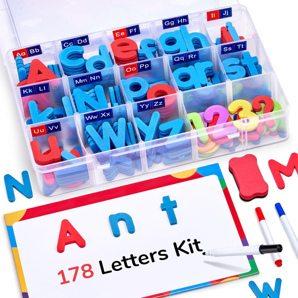 Gamenote Magnetic Letters Kit, 238 Pieces with Magnetic Board and Markers