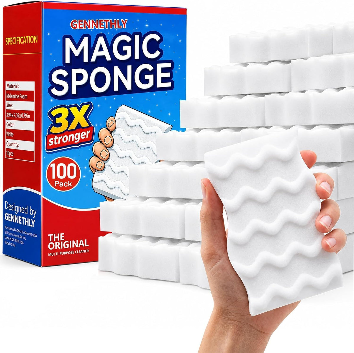 3X Density Magic Sponge Eraser, 20 Pack Cleaning Sponge for Kitchen & Bath