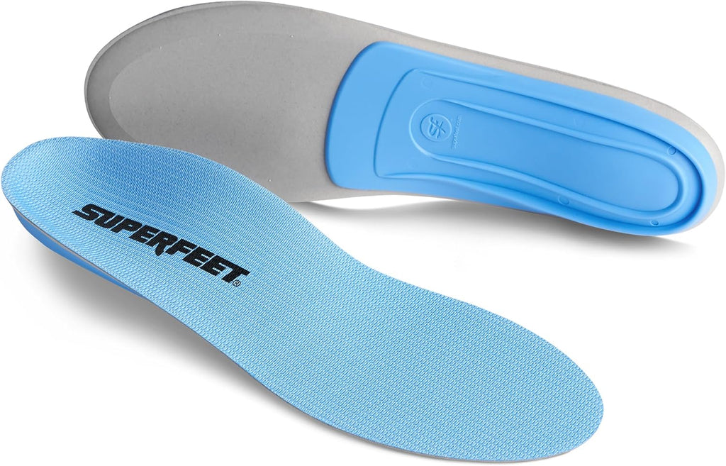 Superfeet All-Purpose Support Medium Arch Insoles (Blue) for Active Lifestyle with Medium Arch Support - Men 9.5-11 / Women 10.5-12