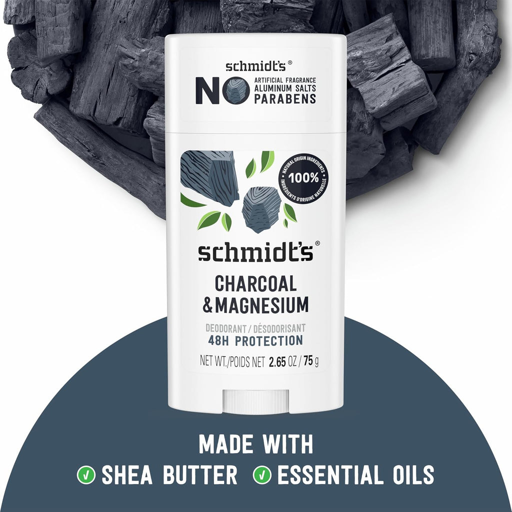 Schmidt's Aluminum-Free Vegan Deodorant Charcoal & Magnesium with 2.65 oz