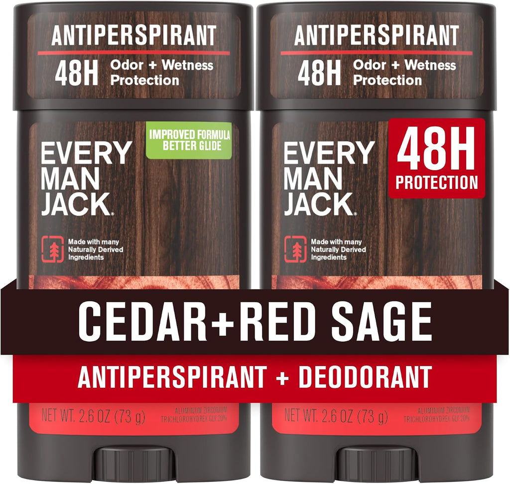 Every Man Jack Antiperspirant Deodorant for Men, Amber Sandalwood, 2pk