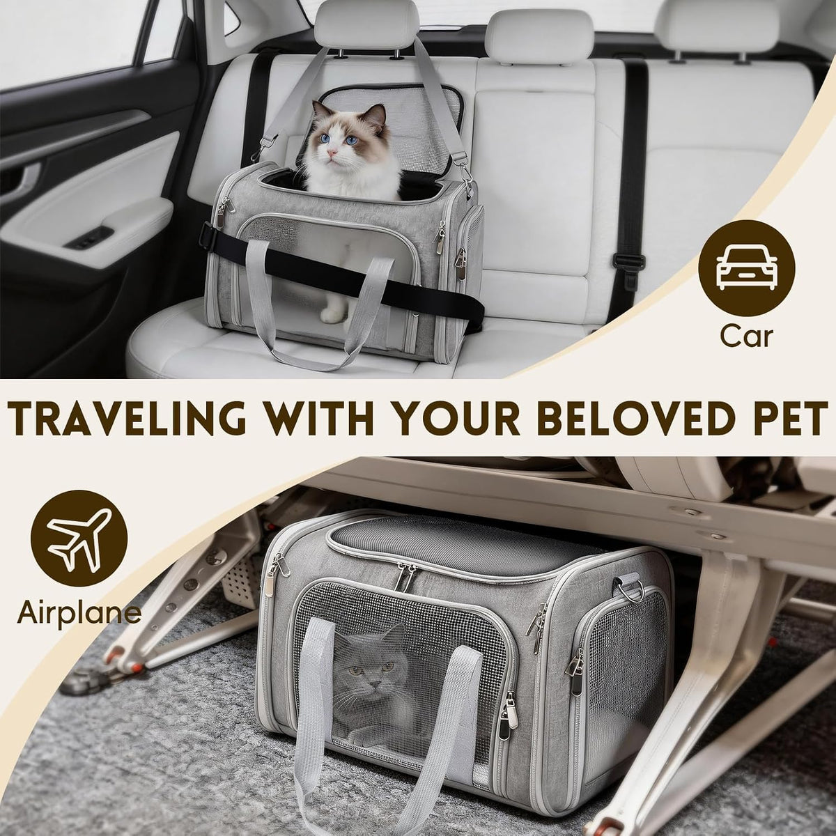Cat Carrier Soft, Dog Carriers for Small Dog/Large Cat (Up to 16lb)