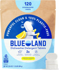 BLUELAND 100% Plastic-Free Dishwasher Detergent Tablets, 60ct, Free & Clear
