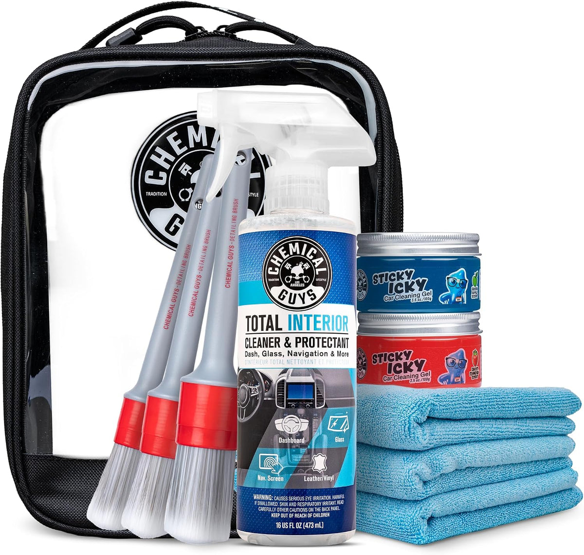 Chemical Guys, 9-Piece Interior Car Cleaning Kit, Cleaner, Gel, Brushes
