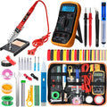 Soldering Iron Kit, 60W Adjustable Temperature, Digital Multimeter, 5pcs Soldering Tips, Wire, Stand, Desoldering Pump, Solder Wick, Tweezers, Welding Tool