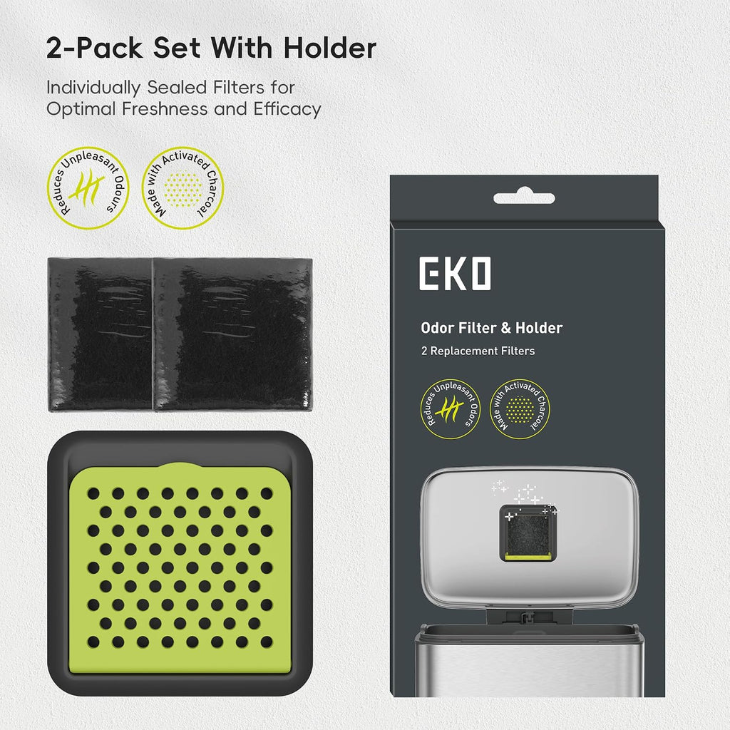 EKO Trash Can Deodorizer Filter Kit with Case, 2-Pack
