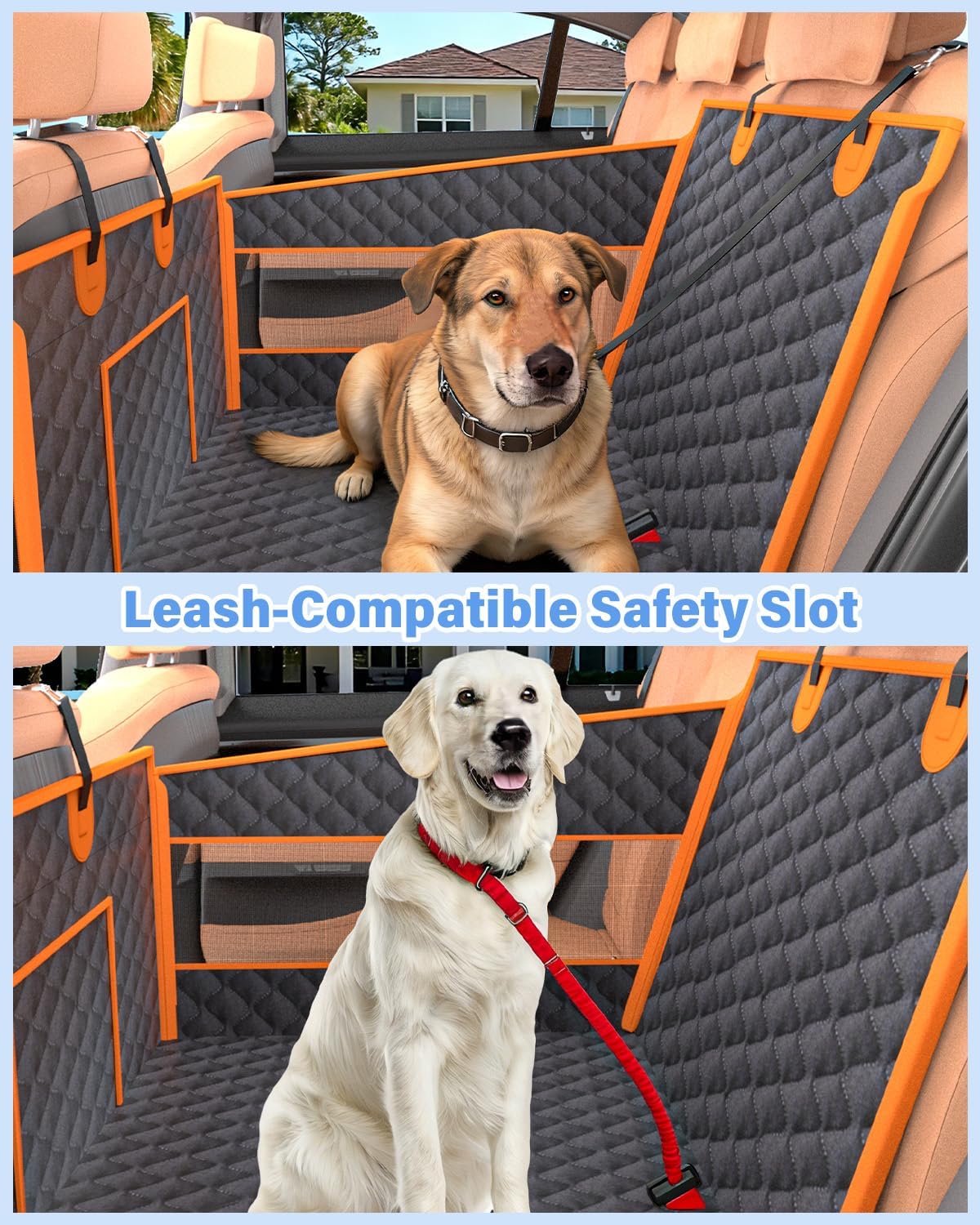Instraella Dog Car Seat for Large Dogs, Hard Bottom Half Back Seat Extender
