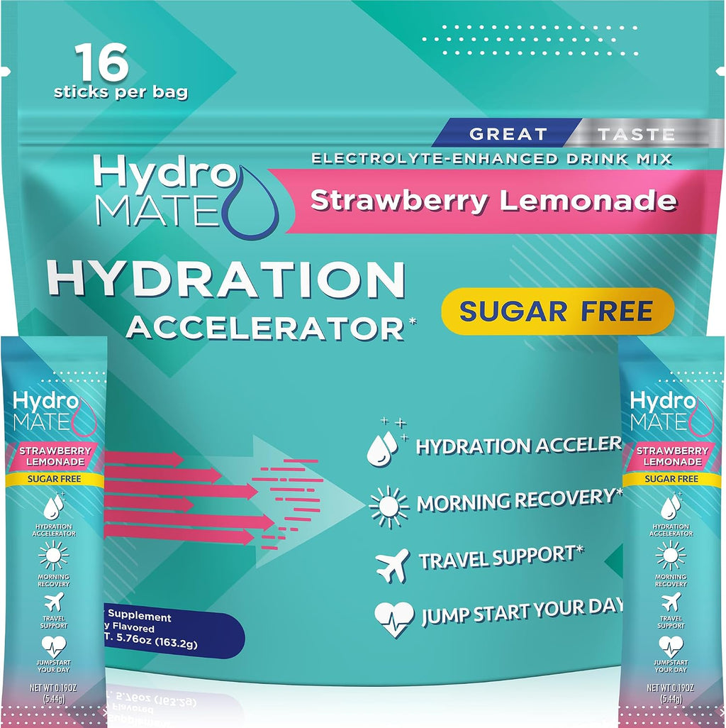 Electrolyte Powder Sugar-Free Hydration Packets Variety Pack HydroMATE 30 Sticks
