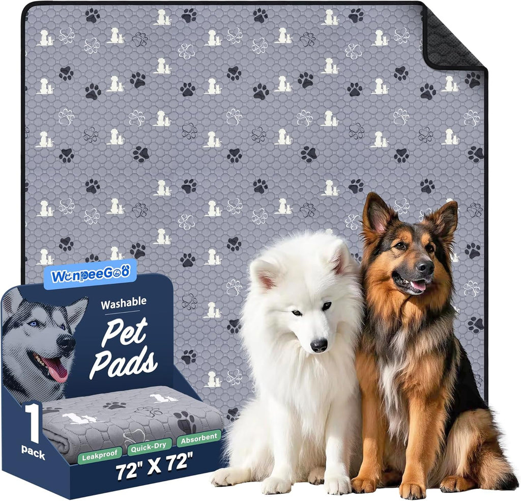 WanpeeGoo Washable Pee Pads for Dogs, Waterproof, 18 x 24 in, 4 Pack, Gray | Super Absorbent, Waterproof and Non-Slip; Washable, Reusable Dog Pads for Crates, Playpens, Floors, Furniture and Travel
