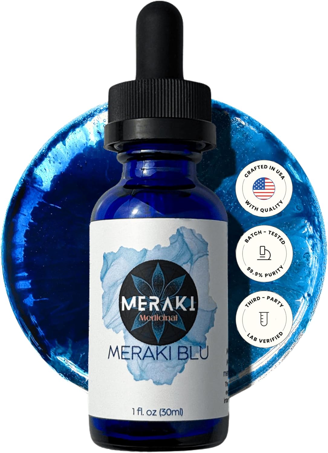 Meraki Blu USP Grade Methylene Blue Solution, 1% Formula, 30 mL