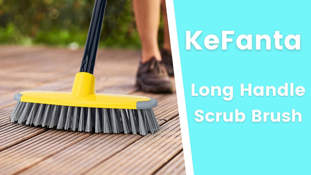 Deck Brush with Long Handle, 50'' Floor Scrub Broom for Shower, Patio