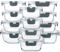 M MCIRCO 24 Piece Glass Food Storage Containers with Lids,Gray