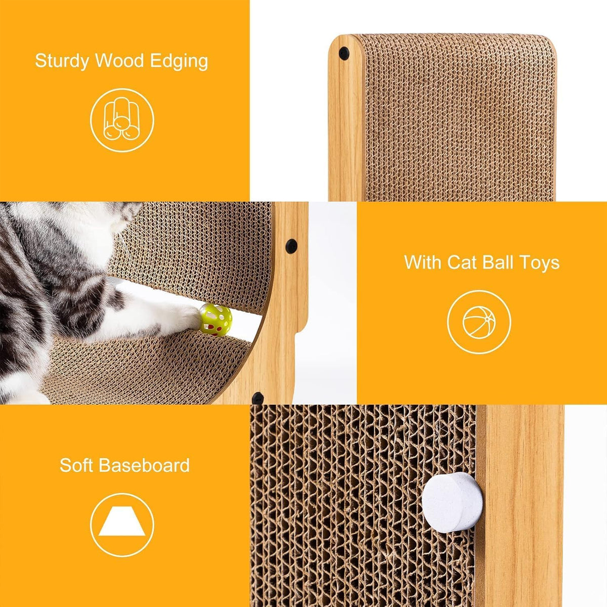 Poils bebe L Shape Cat Scratcher, 26.8 Inch Cat Scratchers for Indoor Cats