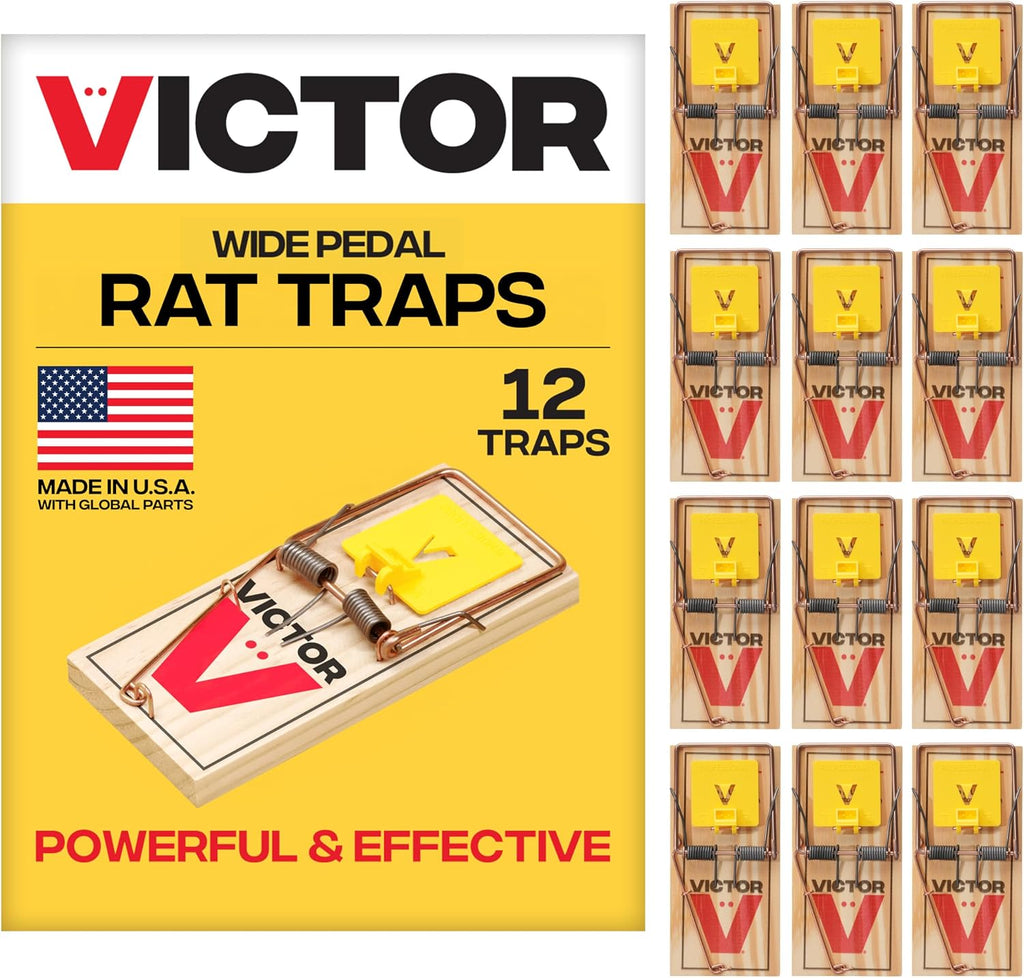 Victor Wide Pedal Snap Rat Traps, 9-Pack, FSC Certified Wood