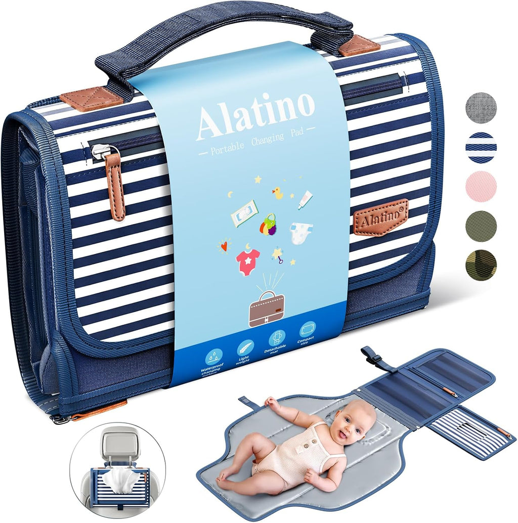 Alatino Portable Diaper Changing Pad, Wipe Clean, Large 25x22, Grey